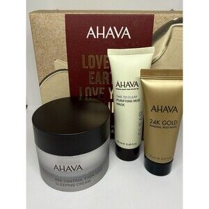 3 AHAVA ~Age Control Even Tone Sleeping Cream, MUD MASK 24K Gold, Purifying Mask
